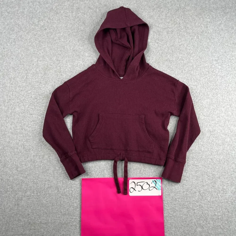 OshKosh B'gosh Baby Hoodie Waffle Knit Shirt Size 6 Burgundy Pockets